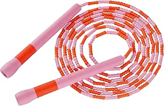 YUEDONG Beaded Jump Rope for Fitness, Adjustable Jump Rope with 19.5cm Extra-Long Anti-Slip Handles, Lightweight TPU Beaded Rope for Adults, Cardio, Exercise, Freestyle and Endurance Training