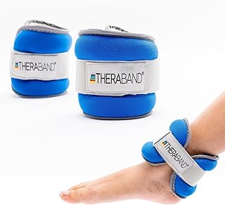 THERABAND Ankle Weights, Comfort Fit Wrist & Ankle Cuff Weight Set, Adjustable Walking Weights for Cardio, Home Workout, Ankle Strengthening & Physical Therapy, Blue, 2.5 lb. Each, Set of 2, 5 Pounds