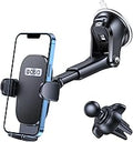 OQTIQ 3-in-1 Car Phone Mount for Dashboard, Windshield & Air Vent – Strong Suction Cup Holder with Adjustable Arm & 360° Rotation – Universal Car Cell Phone Holder for iPhone & Android Smartphones