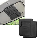 Dickno 2PCS Small Leather Car Sun Visor Organizer, Multifunctional Auto Visor Document Holder with Sunglasses Clip, Universal Car Interior Organizer for Drving License, Card, Pen (Black)