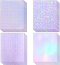 36 Sheets Holographic Sticker Paper, Transparent Holographic Vinyl Laminate Film, Clear Overlay Lamination Sticker Paper Self Adhesive Waterproof - Gem, Dot, Colorful, Star Patterns/8.5x11 inch