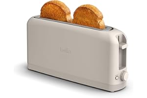 bella 2 Slice Slim Toaster, Fits-anywhere Kitchenware, 6 Setting Shade Control with Reheat & Cancel Buttons, Fits sourdough