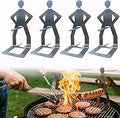OYASUMI Funny BBQ Man Hot Dog Holders, 4 PCS Reusable Stainless Steel Sausage Stands, Portable Hot Dog Roasters, Barbecue Grill Accessories for Camping & Party Gifts