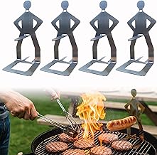 OYASUMI Funny BBQ Man Hot Dog Holders, 4 PCS Reusable Stainless Steel Sausage Stands, Portable Hot Dog Roasters, Barbecue Grill Accessories for Camping & Party Gifts