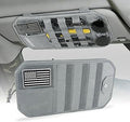 Tactical Car Sun Visor Organizer, Auto Semi-Rigid Molle Panel with Zipper Storage Pouch & Glasses Holder for Police Gear & Overland Accessories, Universal Fit for Trucks, SUVs, Jeeps & Patrols, Grey