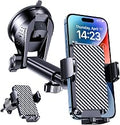 BIVGAZA Phone Holder Car [Military-Grade Suction] Universal Car Phone Holder [Thick Case Friendly] Automobile Accessories Dashboard Air Vent Windshield Phone Mount Fit for iPhone Android Smartphones