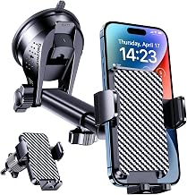 BIVGAZA Phone Holder Car [Military-Grade Suction] Universal Car Phone Holder [Thick Case Friendly] Automobile Accessories Dashboard Air Vent Windshield Phone Mount Fit for iPhone Android Smartphones