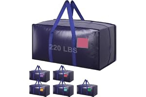 RMOHRO 6 Pack Moving Bags Heavy Duty 210GSM with Full-Open Side Zipper, 93L 220lbs Waterproof Foldable Storage Totes for Coll