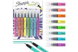 Sharpie Clear View Stick Highlighters, See-Through Chisel Tip, Assorted Fluorescent Colors, 8 Count - School, Home, and Offic