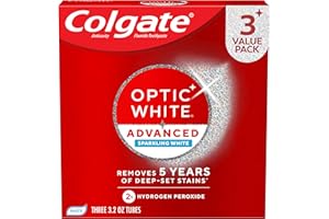 Colgate Optic White Advanced Hydrogen Peroxide Toothpaste, Teeth Whitening Toothpaste Pack, Enamel-Safe Formula, Helps Remove