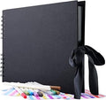 GOTIDEAL 80 Pages Scrapbook Album with 10 Metallic Markers,Craft Paper Photo Album for Wedding and Anniversary, Family DIY Scrapbook Accessories with Scrapbooking Stickers Corners(Black)…