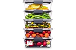 Rubbermaid Brilliance Tritan Plastic Food Storage Containers BPA Free Airtight Lids Ideal for Lunch Meal Prep & Leftovers Set