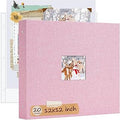 12x12 Inch Large 3 Ring DIY Scrapbook Photo Album, Linen Cover Scrapbook with 20 Sheets Plastic Sleeves 40 Pages Memory Book for Wedding Birthday Baby Family (Pink)