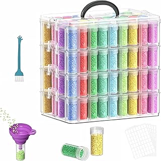 4-Tier Diamond Painting Storage Box, 208 Slots Large Capacity Portable Transparent Diamond Art Storage, Suitable for Pills,DIY Art Crafts, Diamond Art Storage Containers