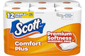 Scott ComfortPlus Toilet Paper, 12 Triple Rolls, 231 Sheets per Roll, Septic-Safe, 1-Ply Toilet Tissue
