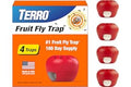 TERRO Fruit Fly Trap 4-Pack with 180 Day Lure Supply - Indoor Fly Traps for Home, Kitchen Counters, and Trash Cans - Apple-Sh