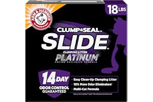 ARM & HAMMER Clump & Seal SLIDE Platinum Multi-Cat Clumping Cat Litter, Easy Clean Technology with No Scrubbing, 14-Day Odor