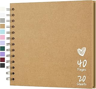 Scrapbook 7x7 Inch DIY Scrapbook Album Hardcover Kraft Paper Scrap Book Photo Albums 40 Pages Perfect for 4x6 / 5x7 Photos Memory Book for Family, Wedding