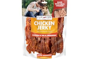 Pur Luv Chicken Jerky Dog Treats, Made with 100% Real Chicken Breast, 16 Ounces, Healthy, Easily Digestible, Long-Lasting, Hi