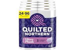 Quilted Northern Ultra Plush Toilet Paper, 24 Mega Rolls = 96 Regular Rolls, 3X Thicker, 3 Ply Soft Toilet Tissue