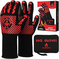 BBQ Grill & Oven Gloves 1472°F Heat Resistant | Storage Case & Gift Box | Fireproof, non-slip silicone mitts, extra-long protection for grilling, smoking & baking | Pro Series BBQ gloves - Easy clean