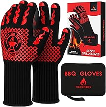 BBQ Grill & Oven Gloves 1472°F Heat Resistant | Storage Case & Gift Box | Fireproof, non-slip silicone mitts, extra-long protection for grilling, smoking & baking | Pro Series BBQ gloves - Easy clean