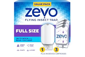 Zevo Flying Insect Trap - Plug-in Indoor Fly Trap and Bug Light Trap Refill with Blue and UV Light - No-Mess Cartridge for Ho