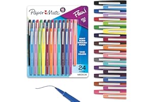 Paper Mate Flair Felt Tip Pens, Medium Point, Assorted Colors, 24 Count - Home, Office, Back to School, Teacher Supplies