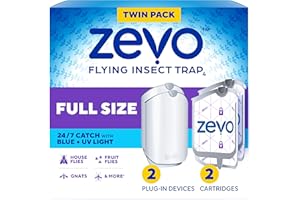 Zevo Flying Insect Traps - Plug-in Indoor Fly Trap and Bug Light Trap Refill with Blue and UV Light - No-Mess Cartridge for H