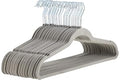 Basics Slim Velvet Non-Slip Space Saving Suit Clothes Hangers, Sturdy Metal, Gray/Silver, 30-Pack