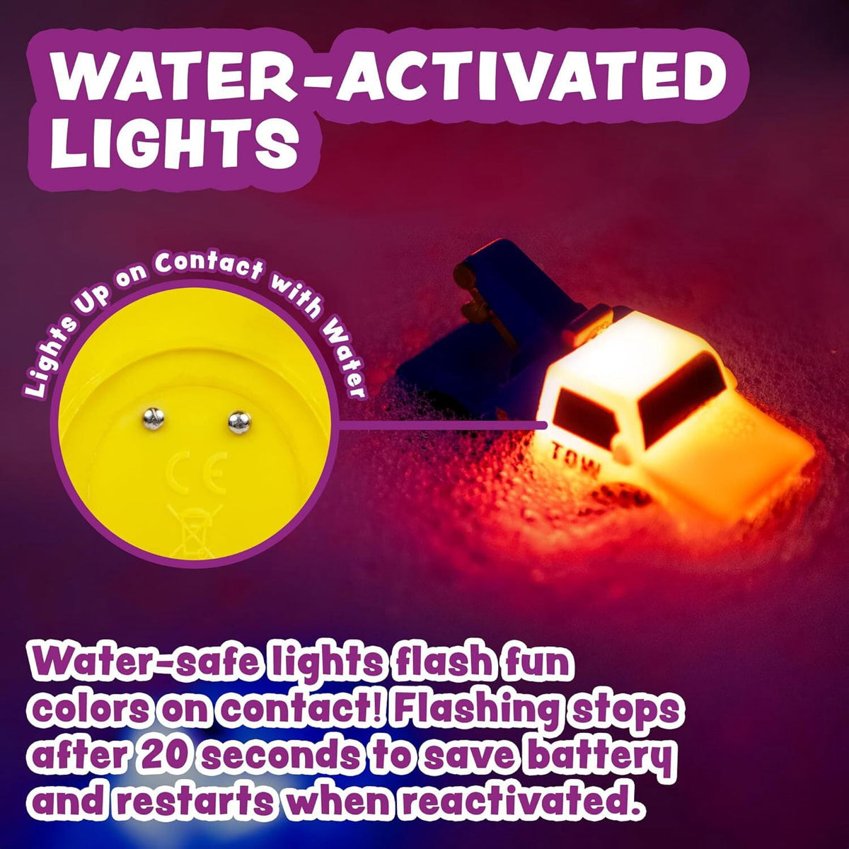 Cars Light Up Bath Toys, 6 Pack, Water-Activated Light Up Toys Flash & Change Color - Image 5