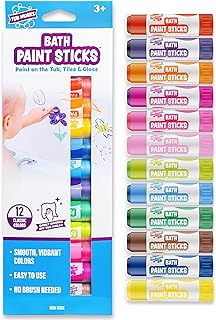 Tub Works Bath Paint Sticks Bath Toy, 12 Count | Nontoxic, Washable Bathtub Paint for Kids & Toddlers | Twistable Sticks Draw Smoothly on Tub Walls | Smooth, Vibrant Alternative to Bath Crayons