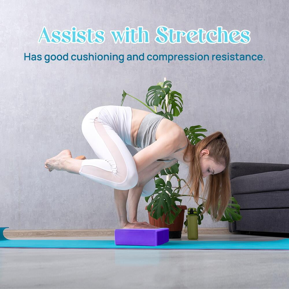 Blocks Set of 2 High-Density Foam Blocks(4"x 6"x 9") for, Pilates, Meditation - Purple - Image 6