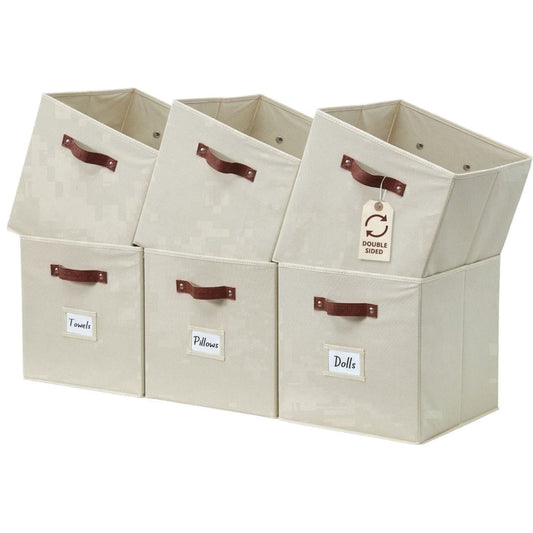 Bin, Cube Bin, Closet Organizers, Set of 6, Beige