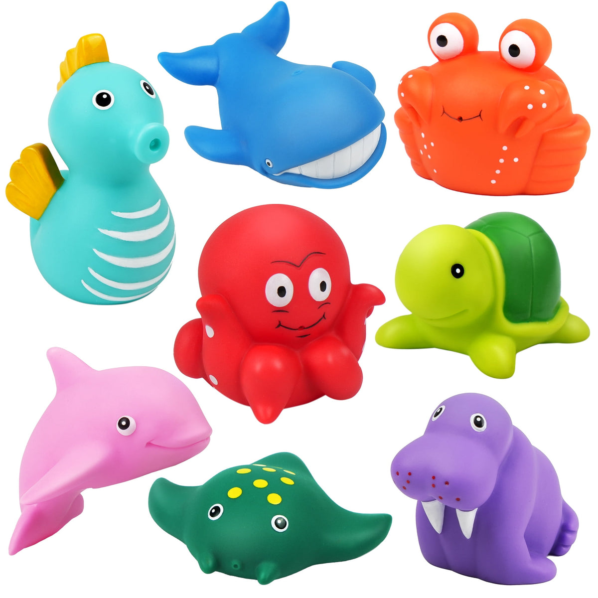 8Pcs Toys for Toddler Infant, No Hole Mold Free Sea Animal Baby Tub Toys