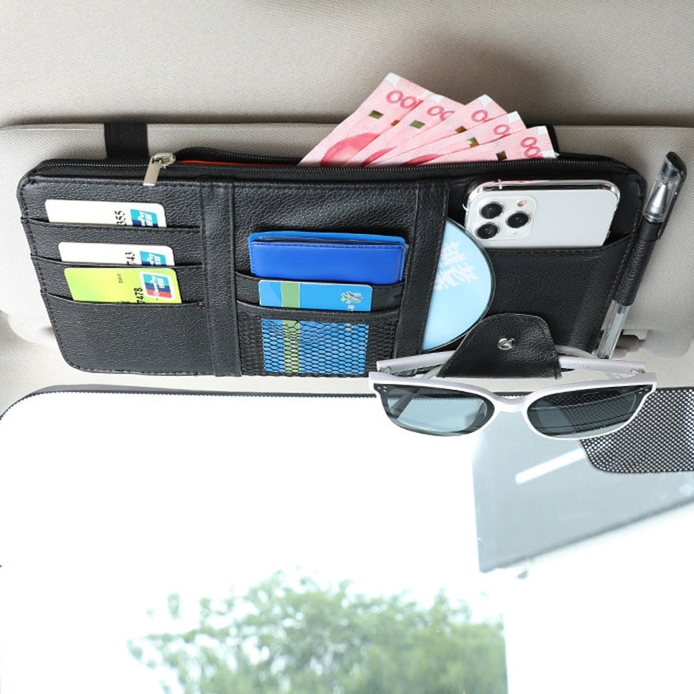 Car Sun Visor Organizer with Multi-Pocket Zipper for Auto Accessories - Image 2