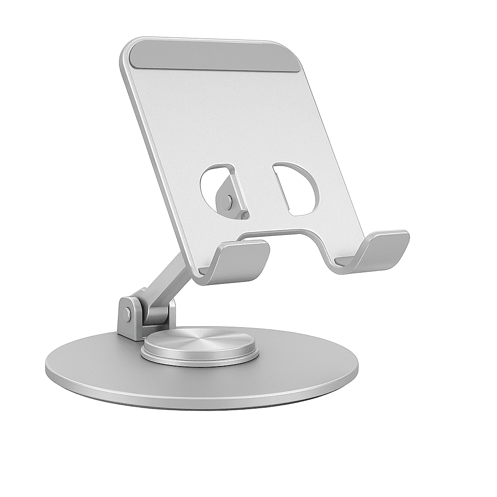 360° Swivel Phone Stand for Desk, All-Metal Height Adjustable, 180° Tilt Foldable Holder for Phones and Small Tablets...