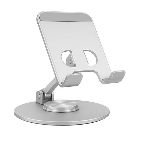 360° Swivel Phone Stand for Desk, All-Metal Height Adjustable, 180° Tilt Foldable Holder for Phones and Small Tablets...