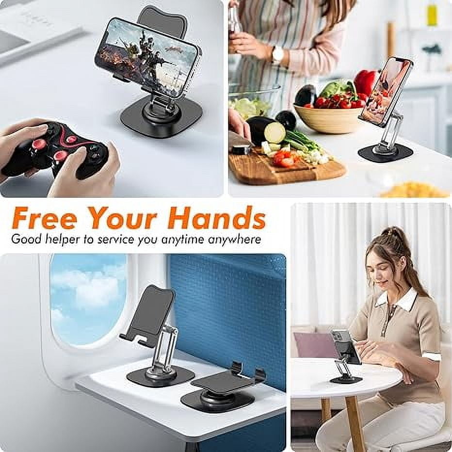 Stand for Desk, Aluminum Holder with 360 Rotating Metal Base, Foldable Desktop Holder Compatible 4-11" Mobile Devices... - Image 6