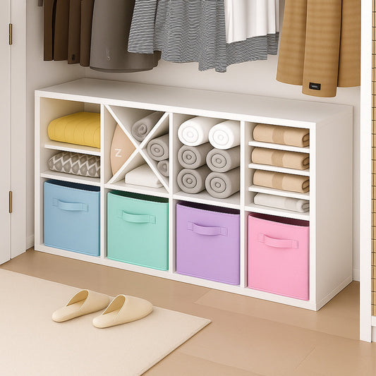 11" Fabric Storage Cubes, 4 Foldable Cube Bins Closet Organizers with Handles for Closet Clothes - Image 2