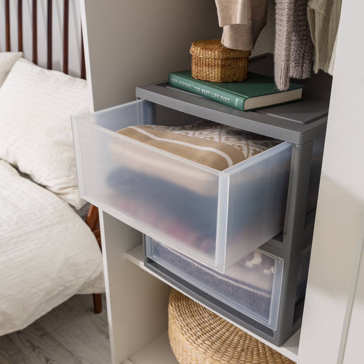 30 Qt Large Plastic Drawers, Under Bed Storage Bins, Stackable, Modular, 2Pk - Image 5