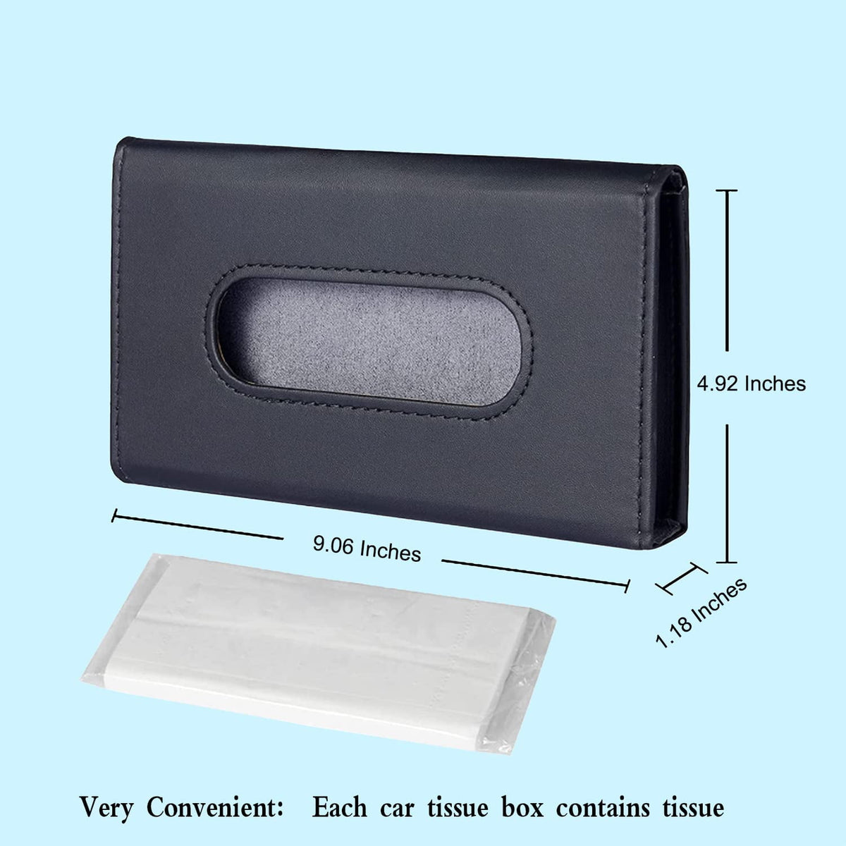 2 Pack Car Sun Visor Tissue Holder, Premium PU Leather Napkin Dispenser for Vehicle Visor Organizer, Includes Tissue ... - Image 6