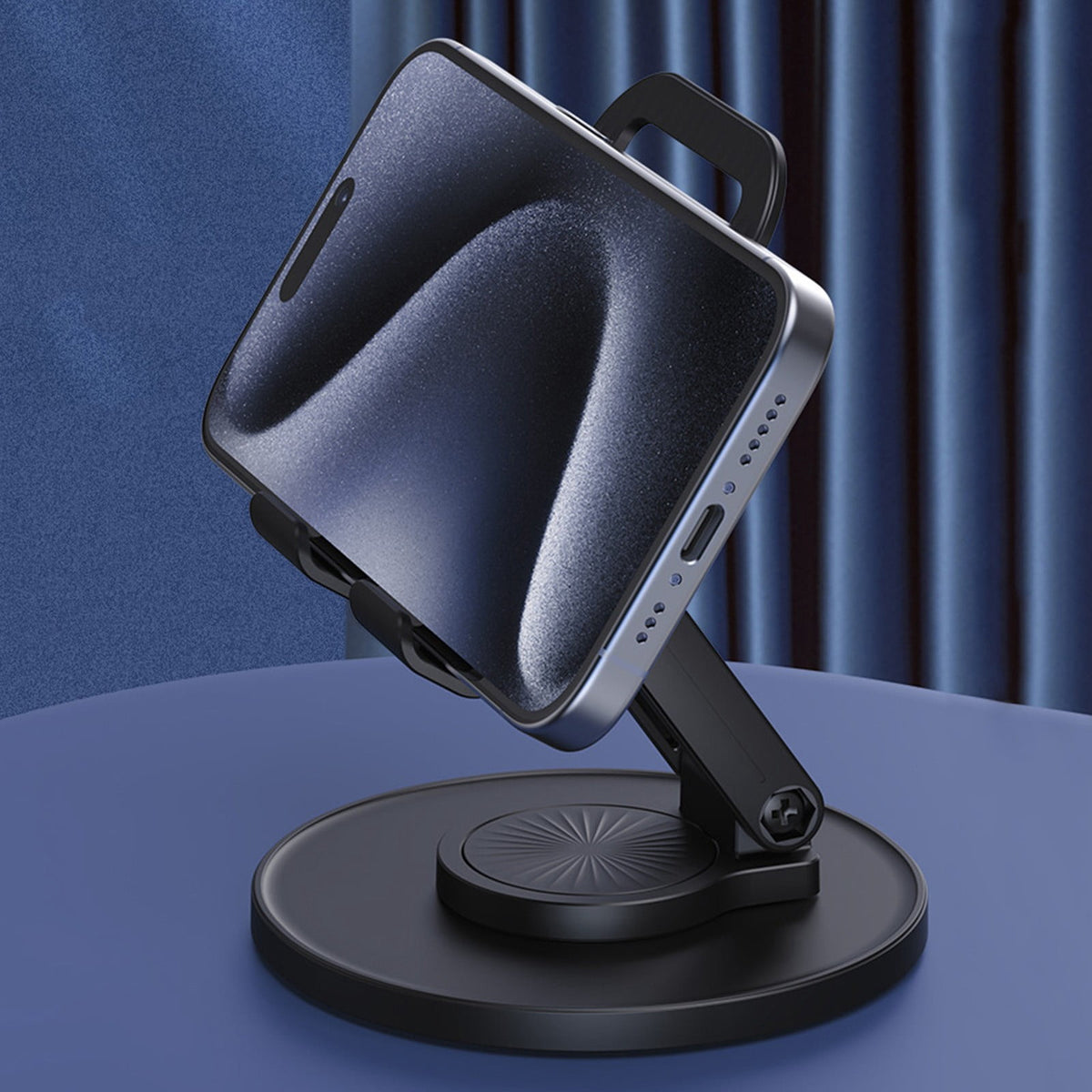 Foldable Phone Stand for Desk 360 Degrees Rotation Height Retractable Cell Phone Holder Portable Cellphone Stand - Image 2