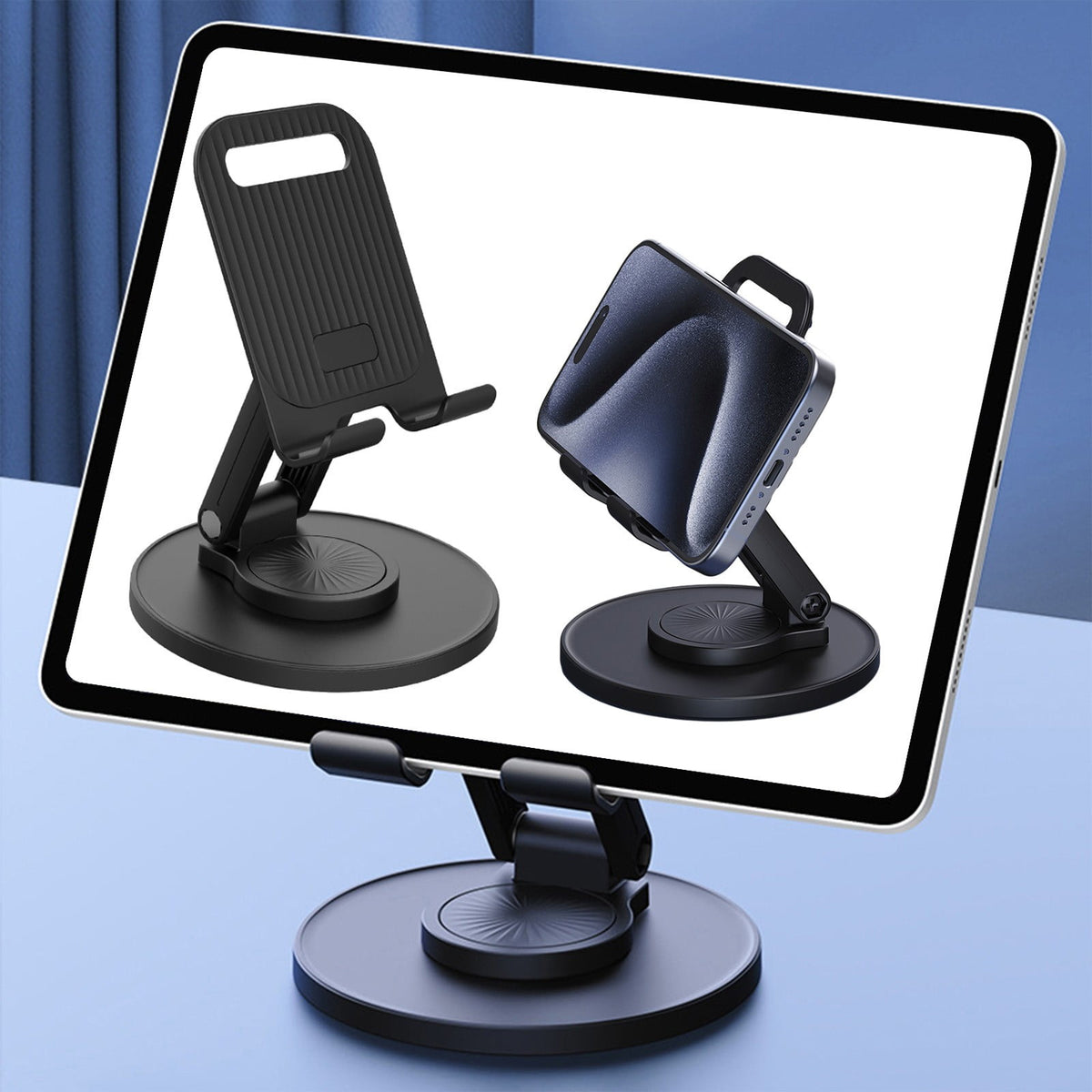 Foldable Phone Stand for Desk 360 Degrees Rotation Height Retractable Cell Phone Holder Portable Cellphone Stand - Image 3