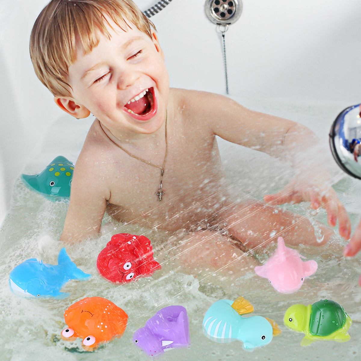 8Pcs Toys for Toddler Infant, No Hole Mold Free Sea Animal Baby Tub Toys - Image 3