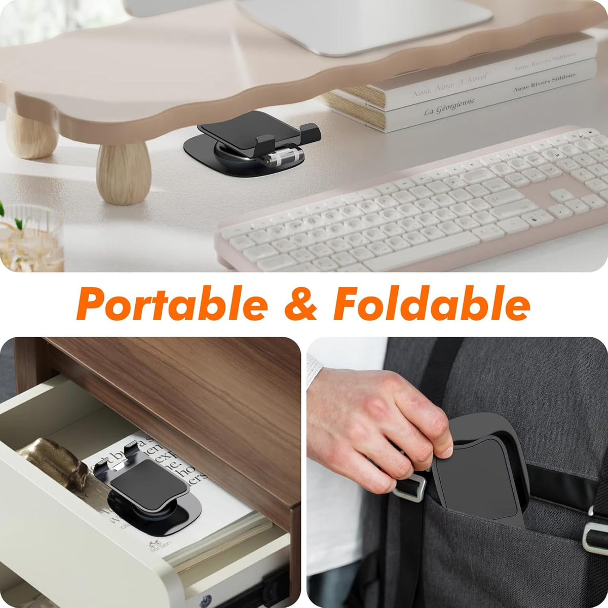 Stand for Desk, Aluminum Holder with 360 Rotating Metal Base, Foldable Desktop Holder Compatible 4-11" Mobile Devices... - Image 5