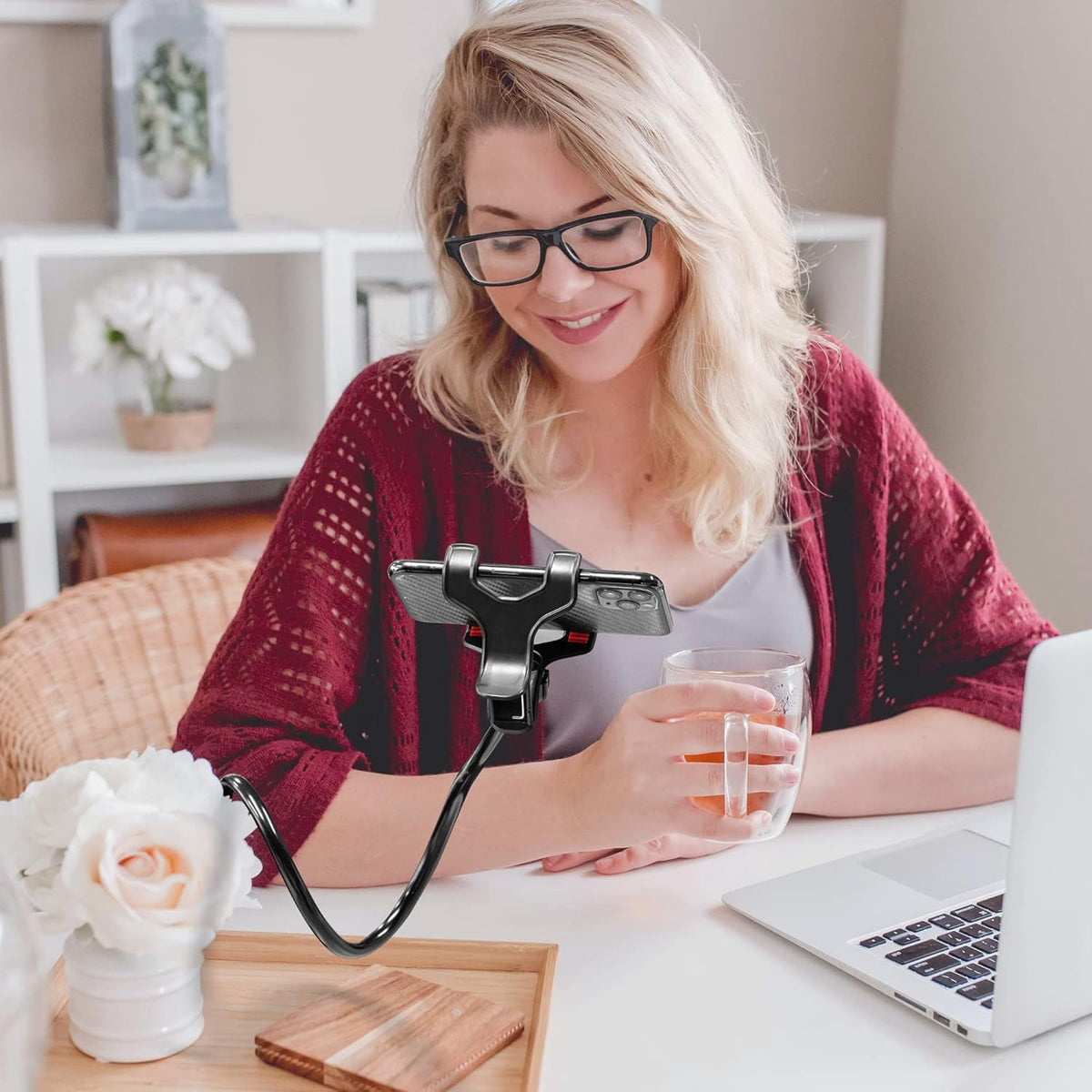 Holder Long Arm Mount for Desk, Clip Bracket Clamp Stand for 4.0-6.5'' Mobile Cell Stand - Image 3
