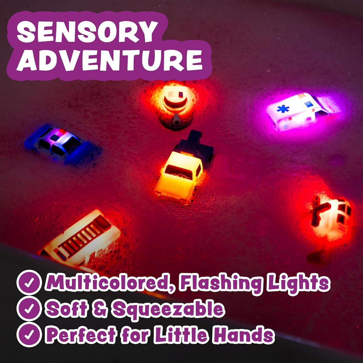Cars Light Up Bath Toys, 6 Pack, Water-Activated Light Up Toys Flash & Change Color - Image 3