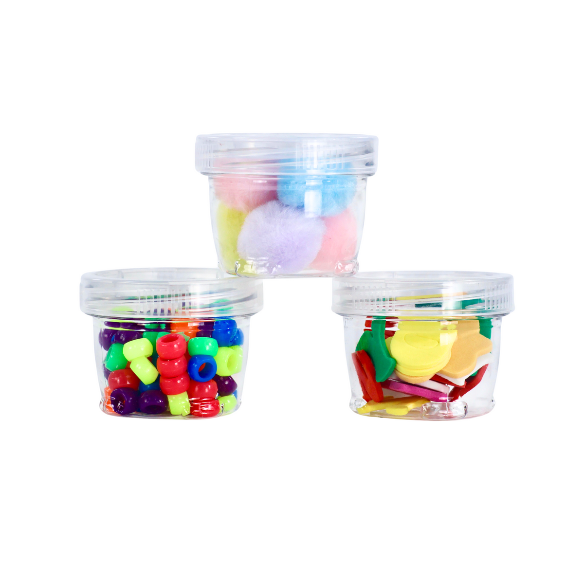 Stackable Crafting Containers, 3 Piece Plastic Clear Set - Image 4